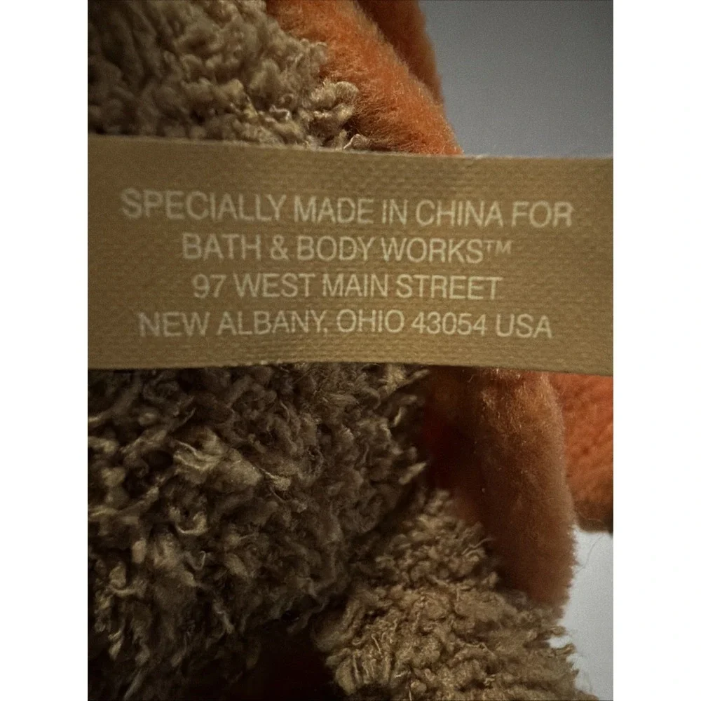 Bath & Body Works Plush Puppy Dog Orange Striped Hoodie Brown Sherpa Stuffed Toy